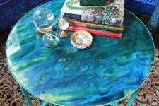 DIY blue marble resin tabletop