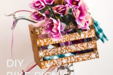 DIY painted bike crate with florals