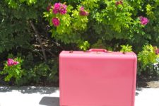 DIY vintage suitcase repainted in pink