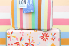 DIY colorful suitcases with stripes and florals