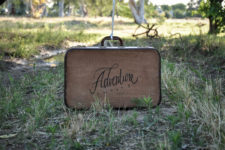 DIY stenciled vintage suitcase with letters