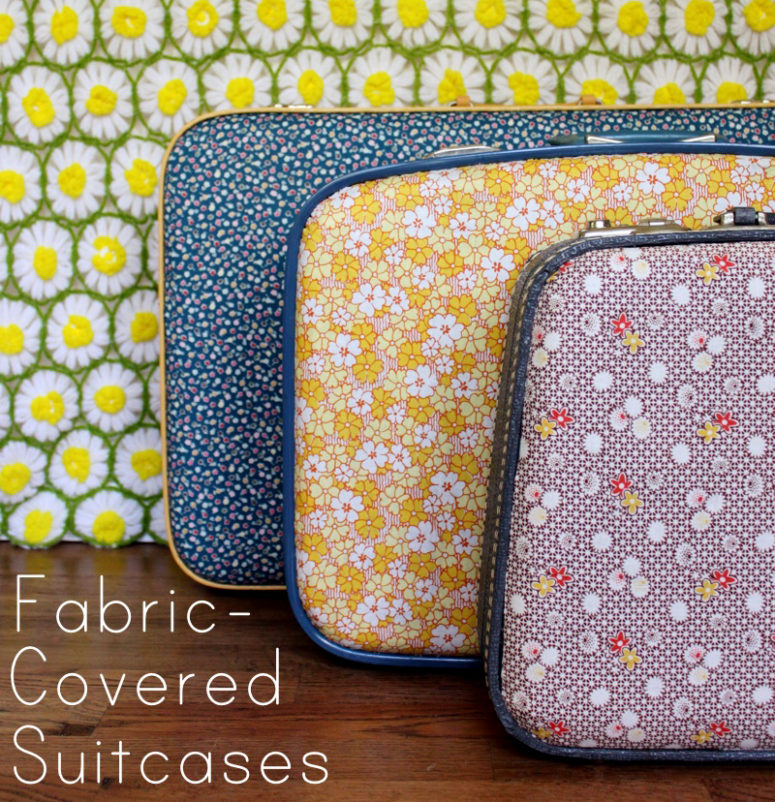 DIY retro-inspired floral fabric suitcases (via abeautifulmess.typepad.com)