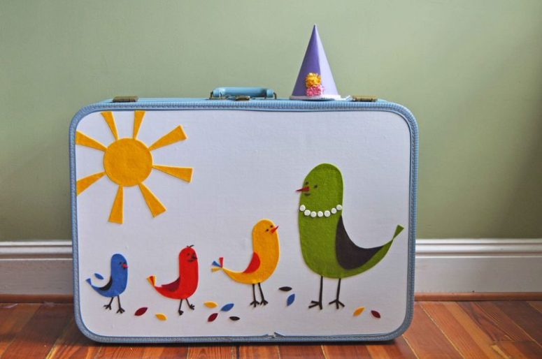 DIY bird applique suitcases (via www.crateandbarrel.com)
