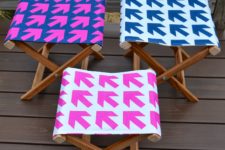 DIY bright folding camp stool with an adult and kid version