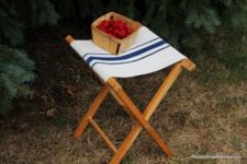 DIY faux grain sack camp stool