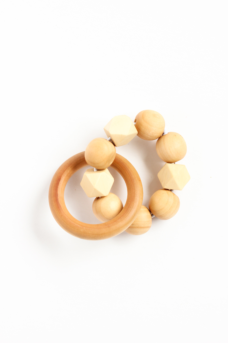 DIY wooden beads and ring teether toy (via www.deliacreates.com)