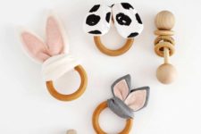 DIY wooden ring and animal ears teething toys