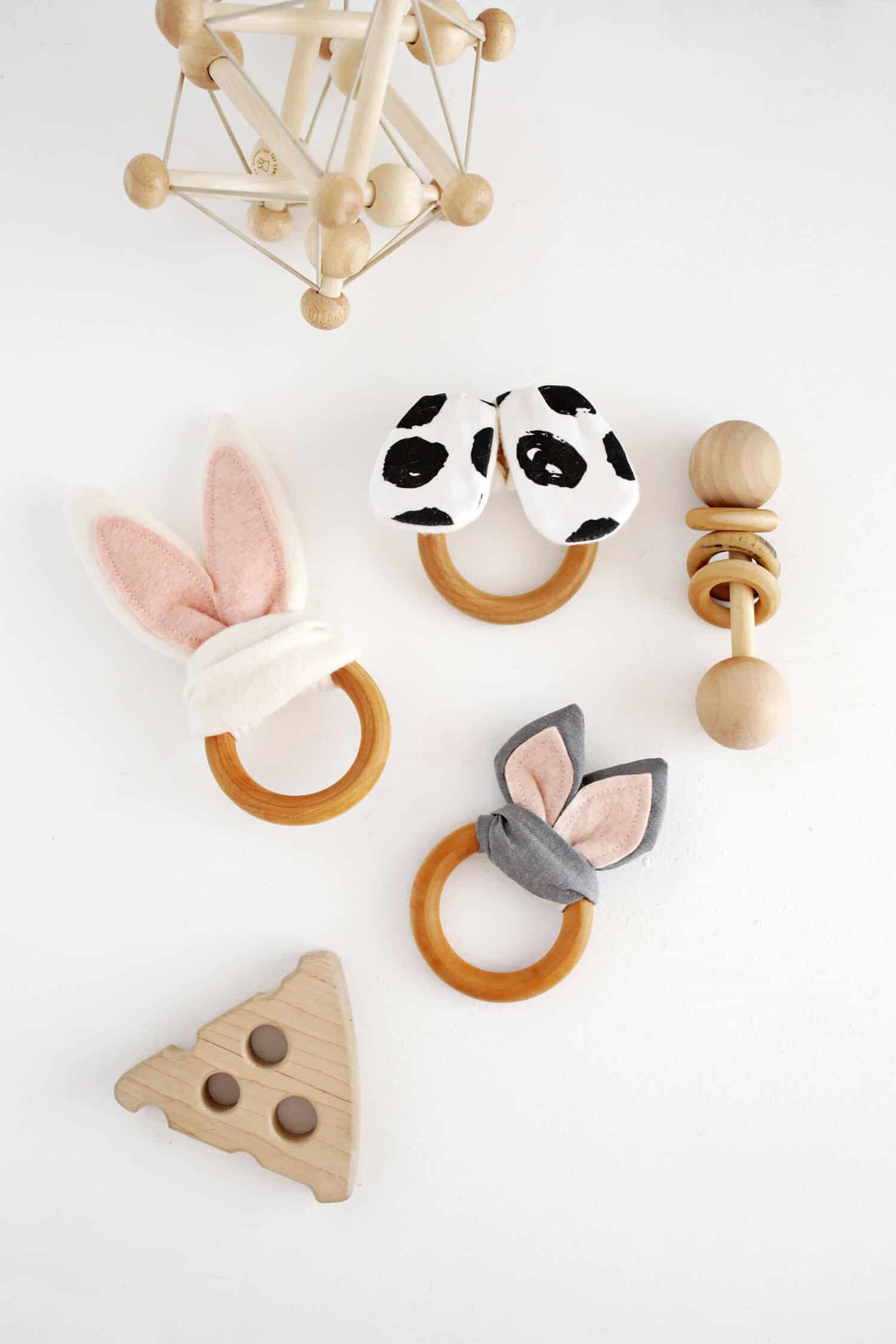 DIY wooden ring and animal ears teething toys (via abeautifulmess.com)