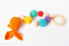 DIY wood and crochet bead and goldfish teether