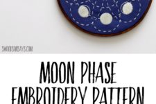 DIY embroidered moon phase wall art