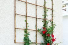 DIY wall-mounted wood garden trellis