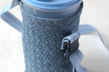 DIY water bottle sling for a Tupperware bottle