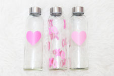 DIY heart painted water bottles