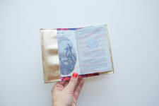 DIY metallic leather passport holder
