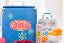 DIY colorful drink cooler spruced up with decals