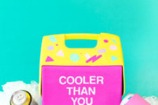 DIY neon drink cooler makeover with paints