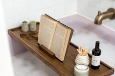 DIY vintage-inspired wooden bath tray