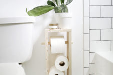 DIY minimalist wood box toilet paper stand