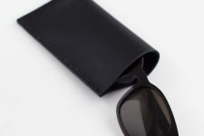 DIY black leather sunglasses pouch
