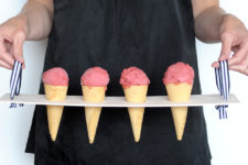 DIY ice cream cone tray with ribbons