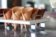 DIY ice cream cone tray of wood and metal