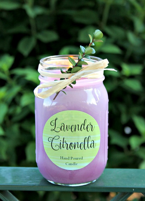DIY citronella lavender candles in purple