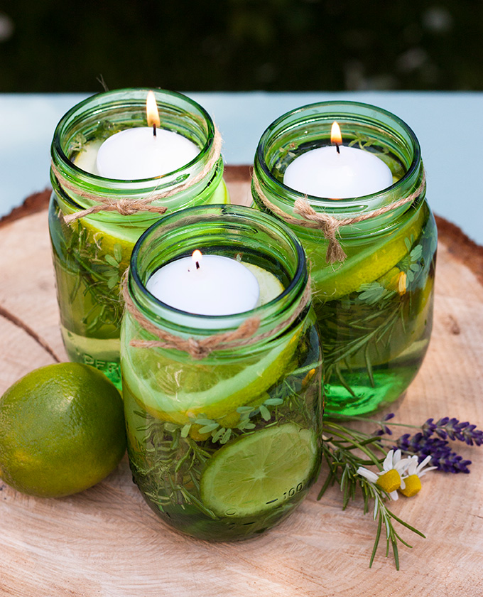 DIY summer citronella floating candles in jars (via adventures-in-making.com)