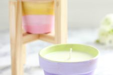 DIY watercolor terracotta citronella candles