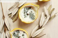 DIY citronella lemon halves candles with herbs