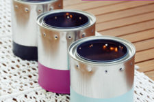 DIY tin can dipped citronella candles