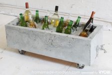 DIY concrete planter into a beverage cooler