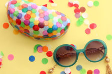 DIY colorful confetti sunglasses case