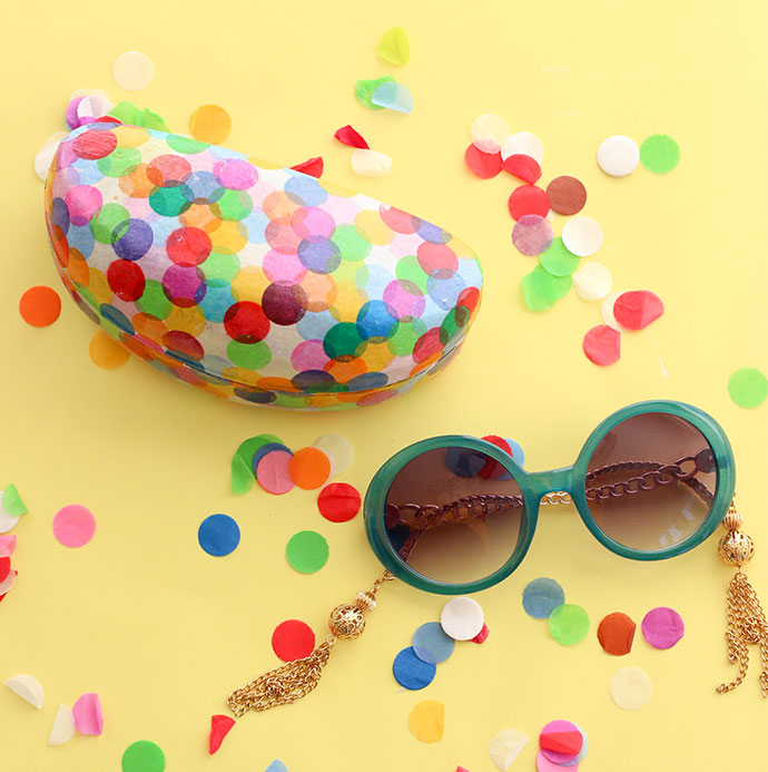 DIY colorful confetti sunglasses case (via mypoppet.com.au)