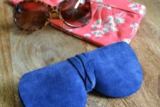 DIY bold blue sunglasses case