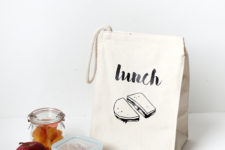 DIY canvas lunch bag with a modern print