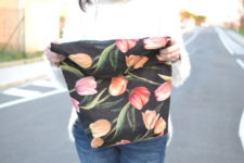 DIY lunch bag with a realistic floral print