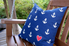 DIY nautical anchor pillow with a heart