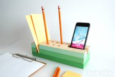 DIY ombre green desk organizer