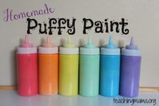 DIY non-toxic puffy paint of flour, baking soda and salt