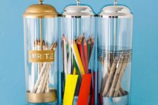 DIY stylish pencil holders of straw dispensers