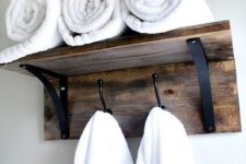 DIY rustic towel organizer