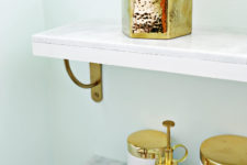 DIY marble and brass shelving piece