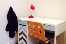 13 IKEA Micke desk spruced up with colorful chevron stenciling for a kids’ space