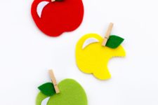 DIY colorful felt apples to use as magnets or gifts