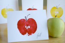 DIY apple stamped cards for teachers