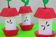 DIY paper roll apple core craft for decor and playing