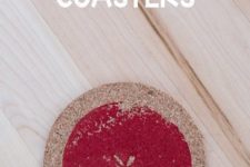 DIY cork coasters with apple prints