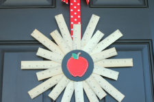 DIY back to school ruler wreath with an apple