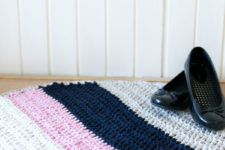 DIY striped colorful crochet rug