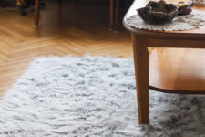 DIY grey textural faux fur rug